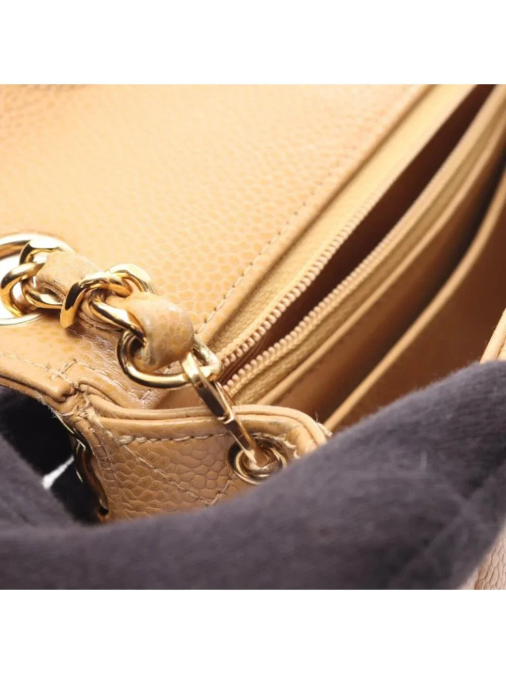 Chanel Shoulder Bag Mini Quilted Beige Calfskin Chain